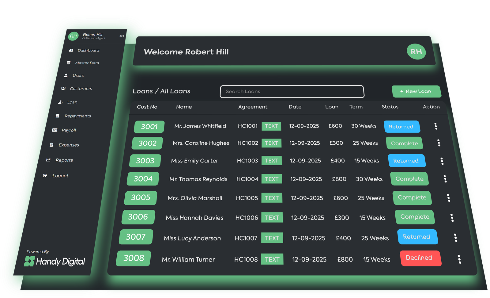 Lending Software Dashboard